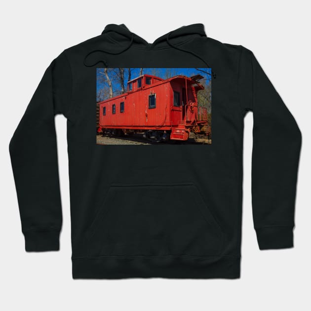 Northwestern Pacific Railroad Wooden Red Caboose #19 Hoodie by photogarry